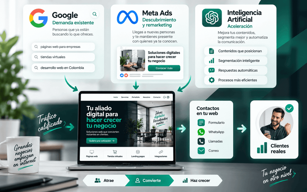 Cómo conseguir clientes por internet: 9 estrategias poderosas con Google, Meta Ads e inteligencia artificial 1 Cómo Conseguir Clientes Por Internet